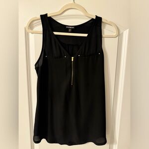 Express black tank, gold zipper and accents. Size small